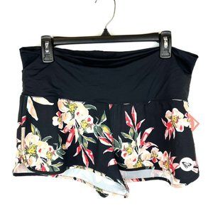 Roxy Women’s Floral Print Black Swim Shorts Size Large
